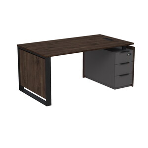 Стол рабочий с люч, на опорной угловой тумбе, с ящиками, с код замком