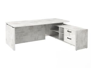 Стол руководителя с опорной тумбой (левый) (Фурнитура черная)