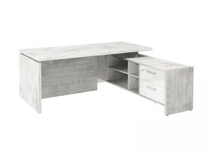 Стол руководителя с опорной тумбой (правый) (Фурнитура INOX)