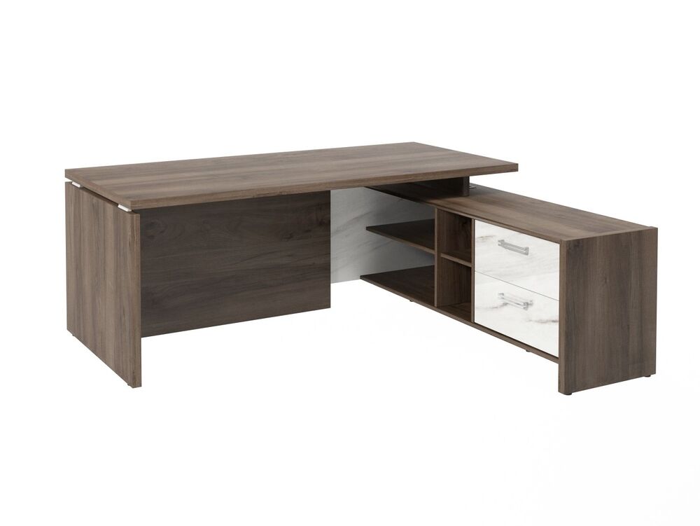 Стол руководителя с опорной тумбой (правый) (Фурнитура INOX)