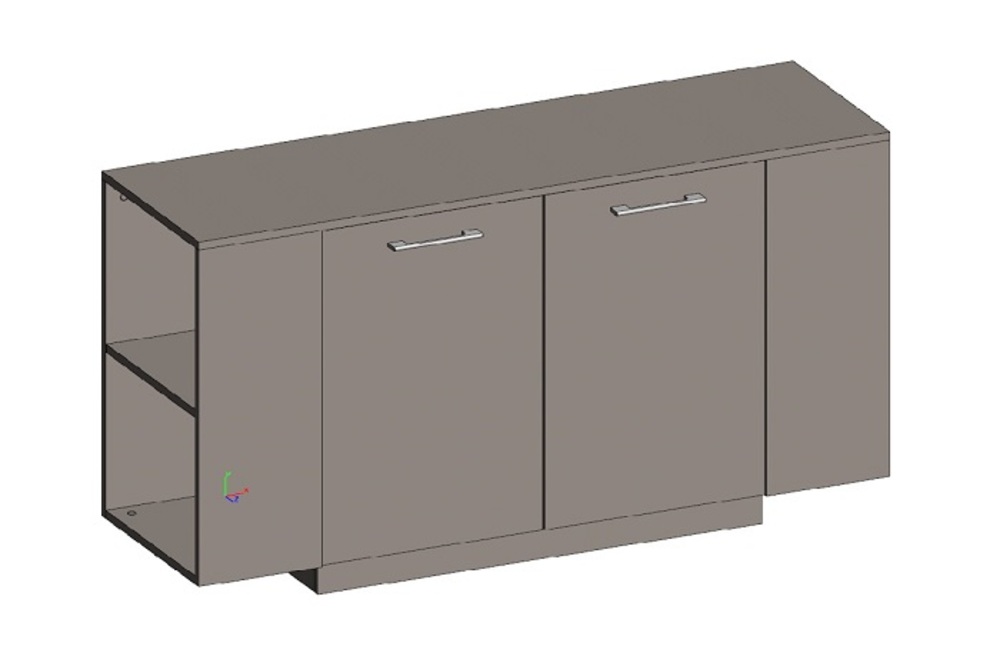 Шкаф низкий с боковыми стеллажами