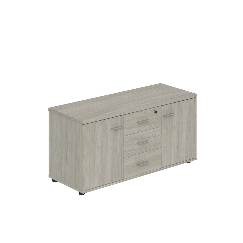 Тумба опорная (мобильная) с 3-мя ящиками + замок и 2-мя распашными фасадами