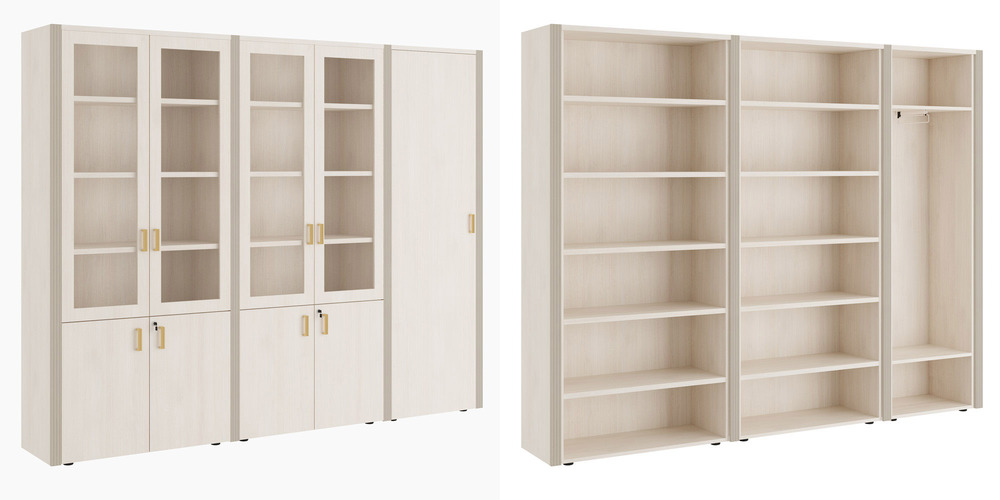 Шкаф для бумаг с гардеробом 5 створок