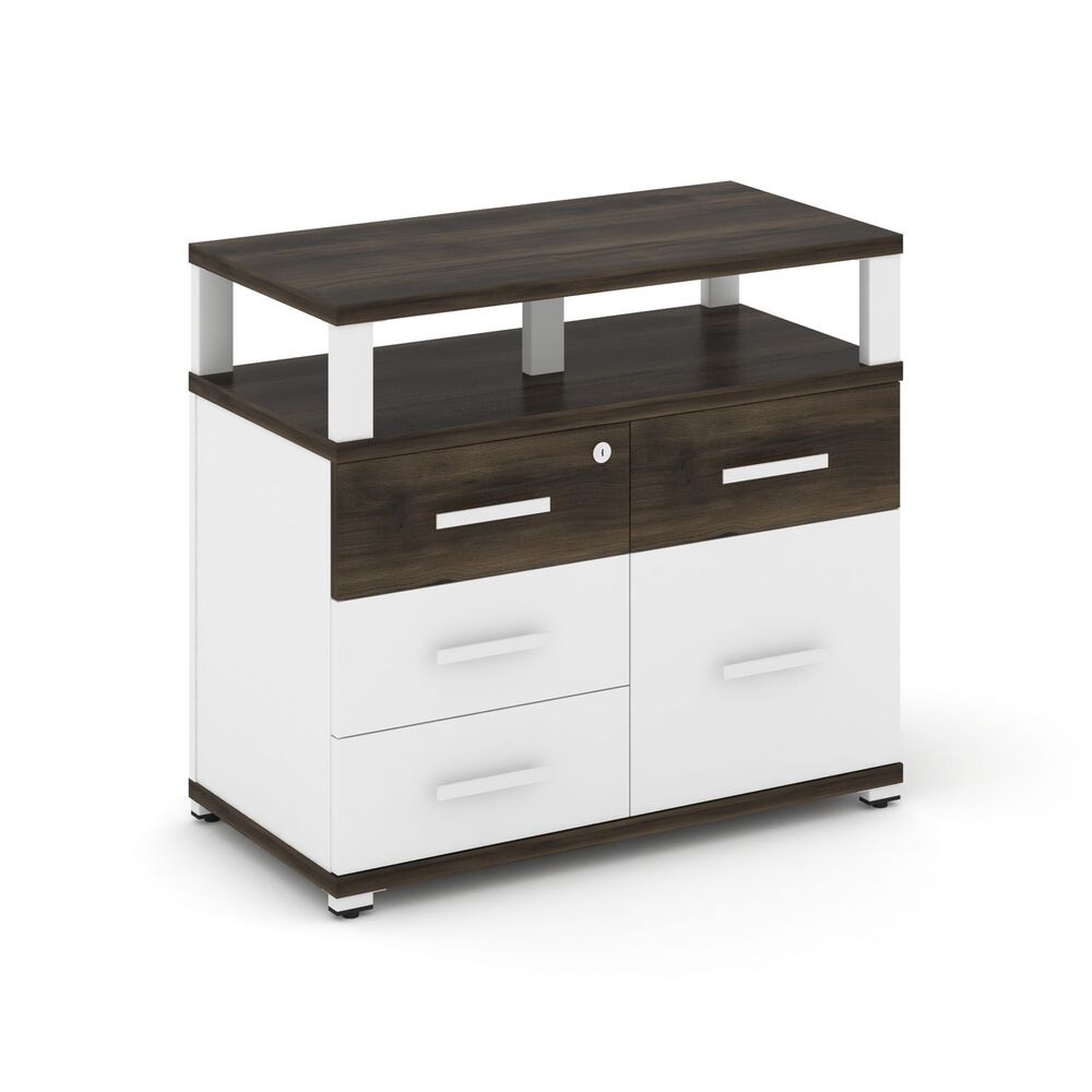 Тумба приставная широкая 4 ящика + 1 распашной фасад с надставкой широкой