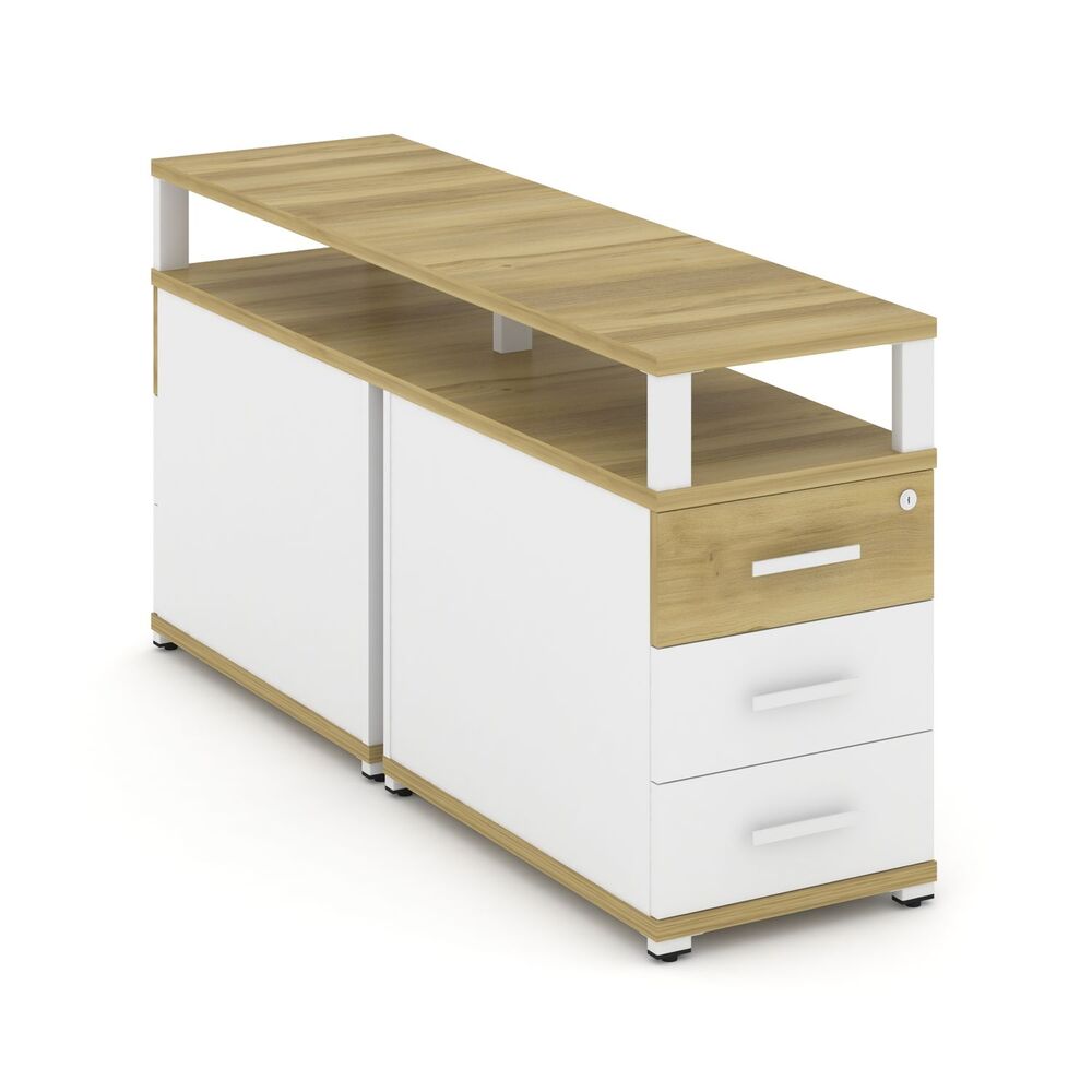 Тумба двухсторонняя приставная 3 ящика с надставкой