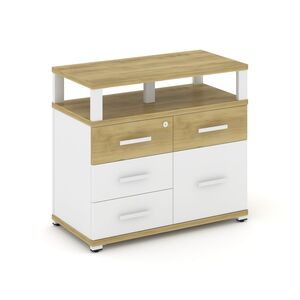 Тумба приставная широкая 4 ящика + 1 распашной фасад с надставкой широкой