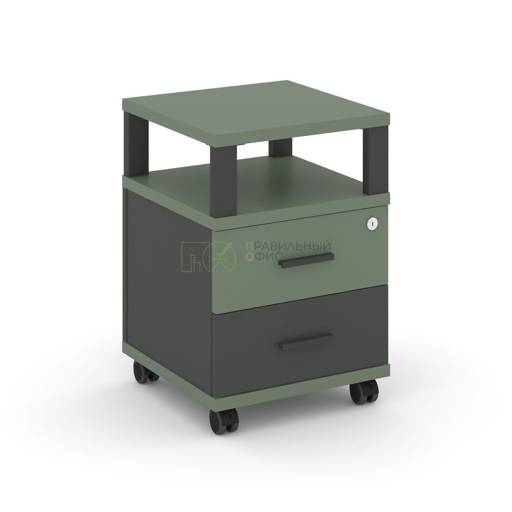 Тумба мобильная 2 ящика с надставкой
