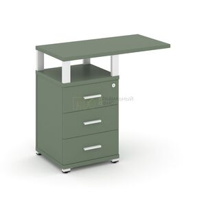 Тумба приставная узкая 3 ящика со свесом с надставкой широкой