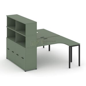 Рабочая станция с опорным распашным шкафом с надставкой высокой