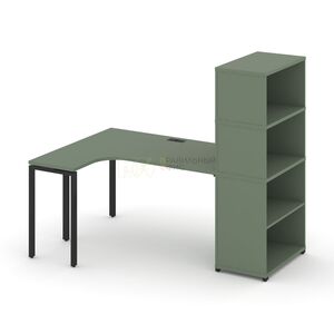 Стол эргономичный с опорным стеллажом с надставкой высокой левый