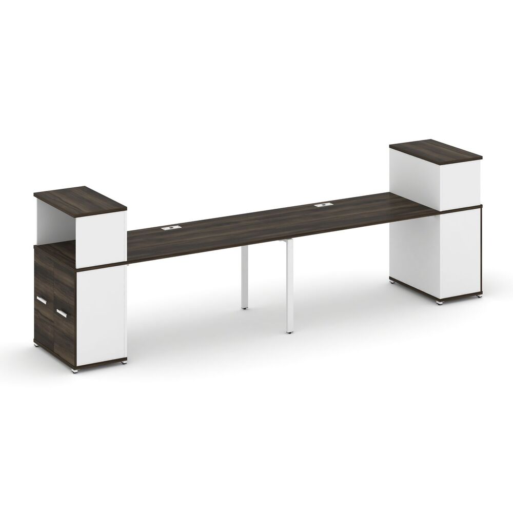 Рабочая станция с опорными распашными шкафами с надставкой низкой