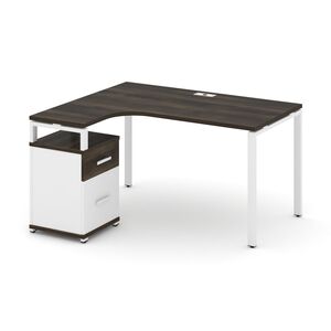 Стол эргономичный левый с опорной тумбой