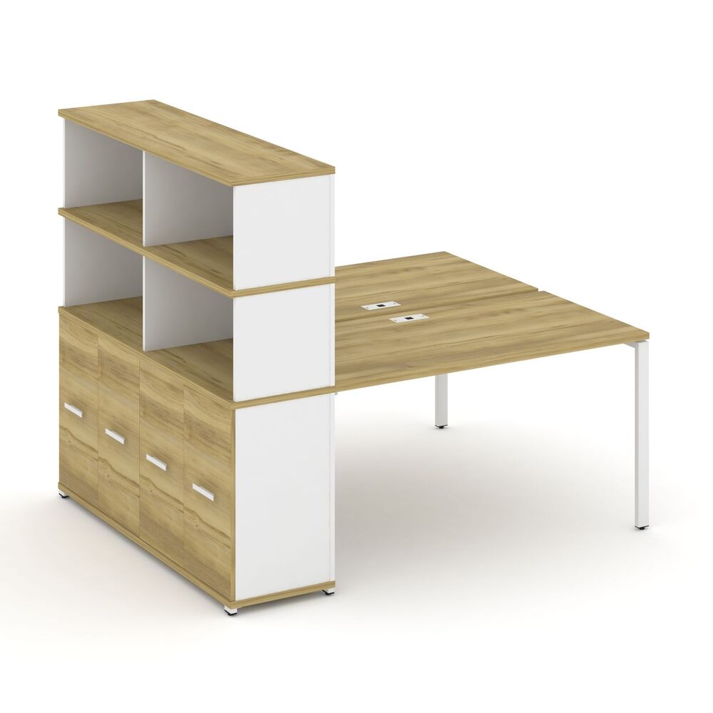 Рабочая станция с опорным распашным шкафом с надставкой высокой