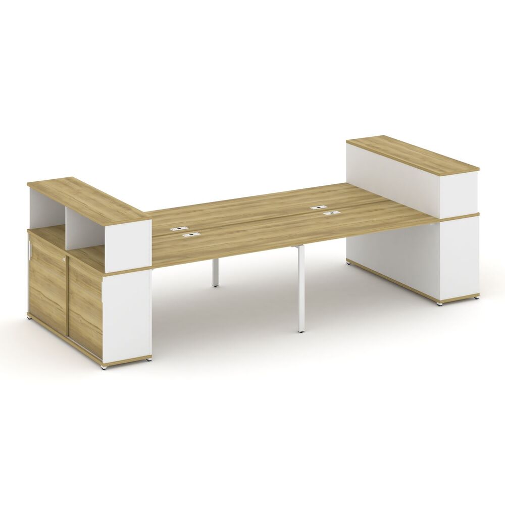 Рабочая станция с опорными шкафами купе с надставкой низкой