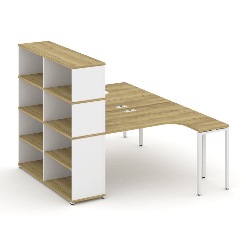 Рабочая станция с опорным стеллажом с надставкой высокой