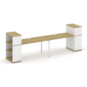 Рабочая станция с опорными стеллажами с надставкой низкой