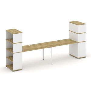 Рабочая станция с опорными стеллажами с надставкой высокой