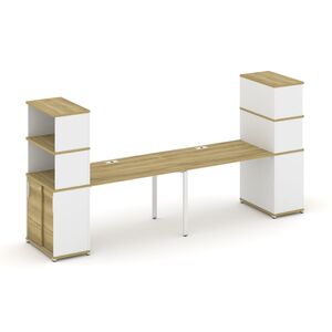 Рабочая станция с опорными шкафом купе с надставкой высокой