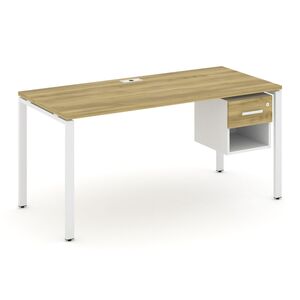 Стол рабочий с подвесной тумбой одной открытой нишей и одним ящиком