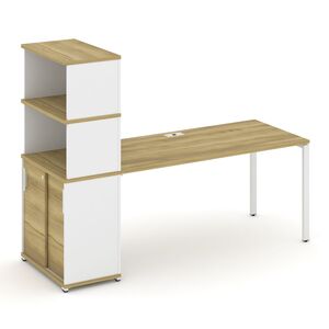 Стол рабочий с опорным шкафом купе с надставкой высокой