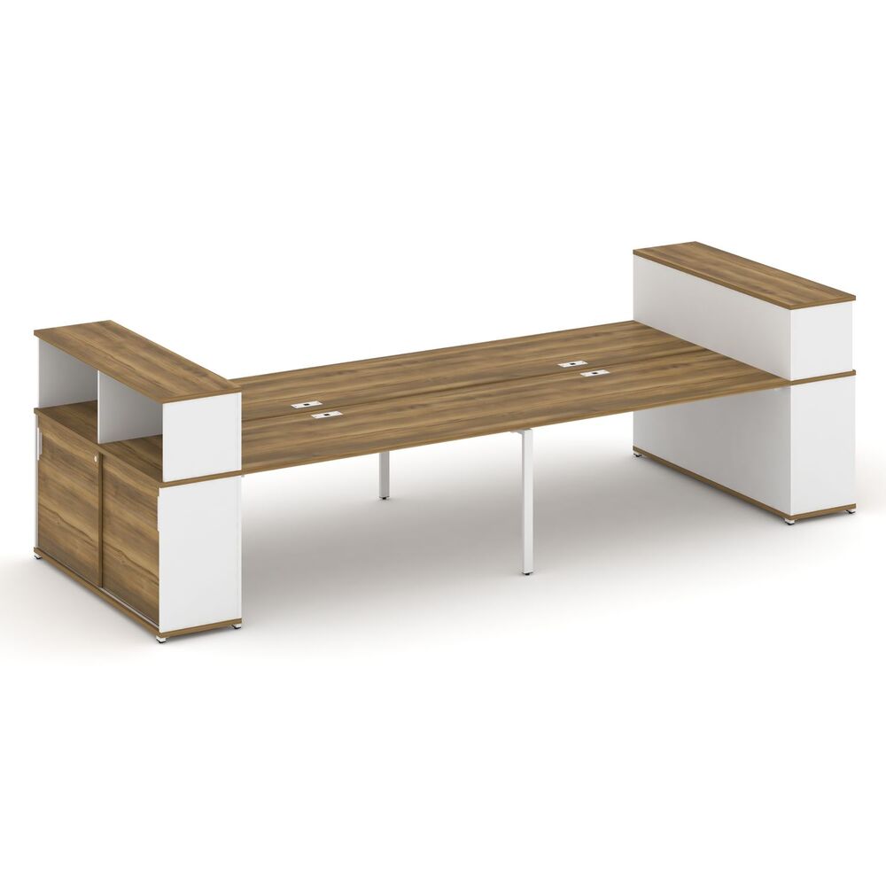 Рабочая станция с опорными шкафами купе с надставкой низкой