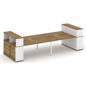 Рабочая станция с опорными шкафами купе с надставкой низкой