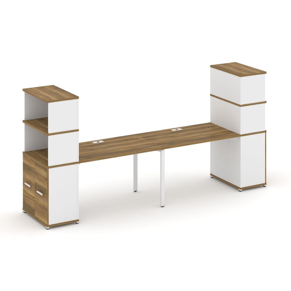 Рабочая станция с опорными распашными шкафами с надставкой высокой