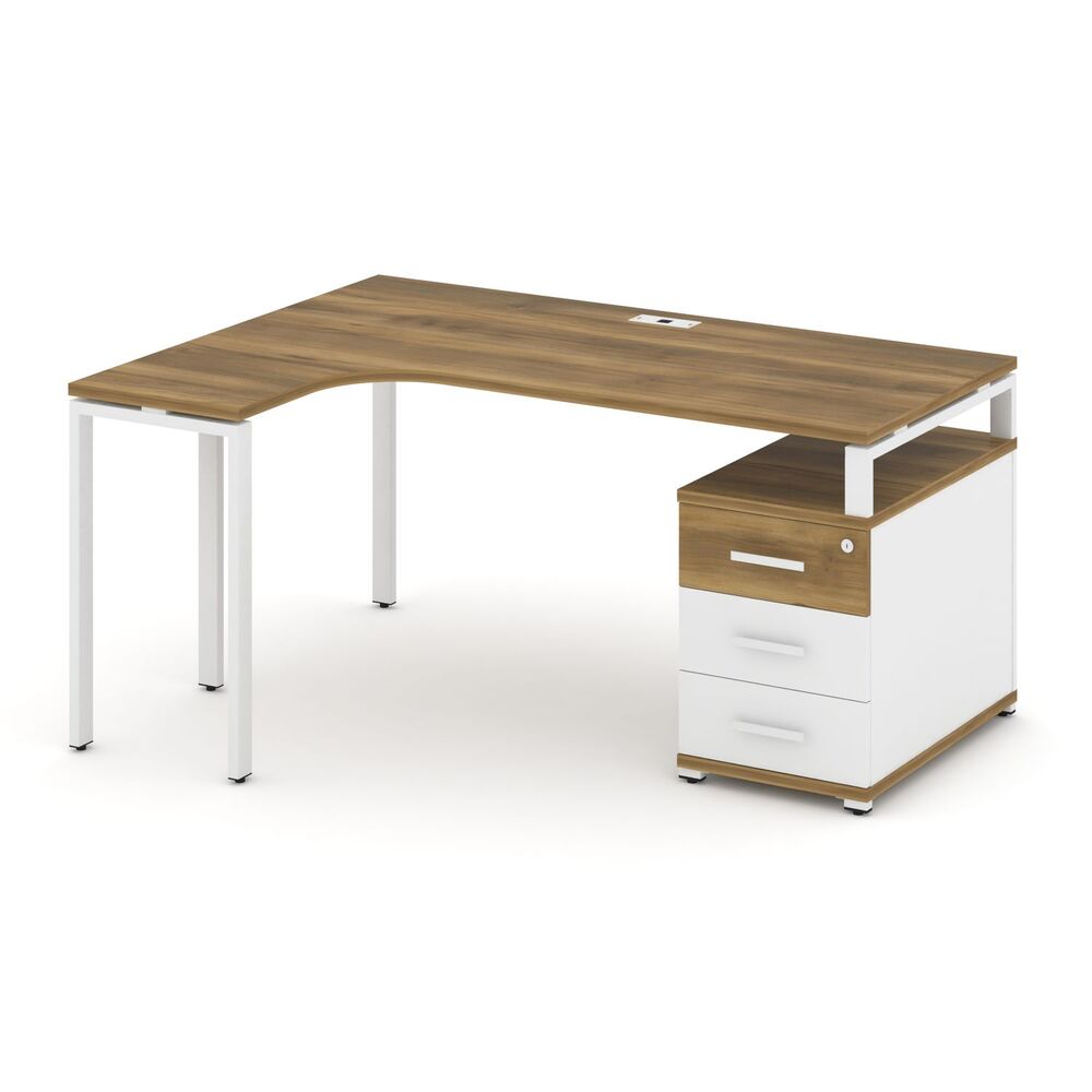 Стол эргономичный левый с опорной тумбой