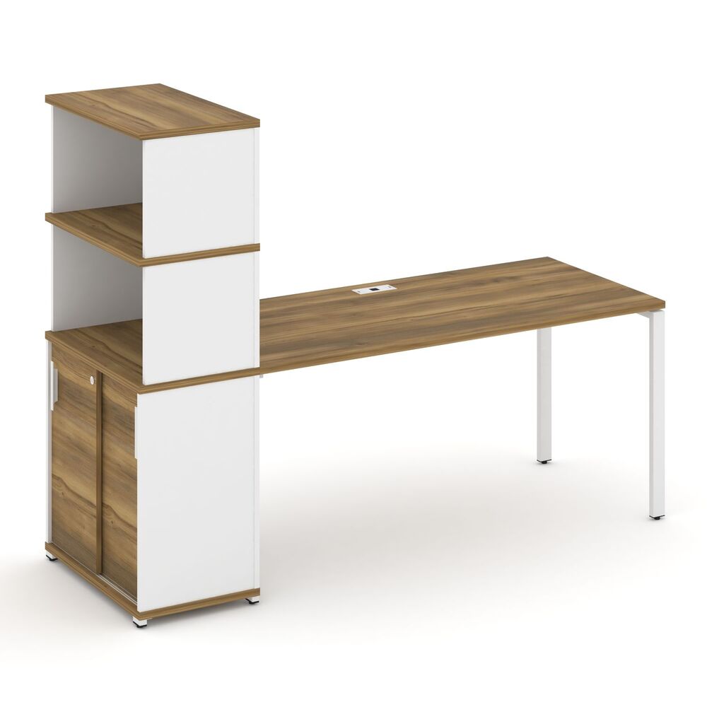 Стол рабочий с опорным шкафом купе с надставкой высокой