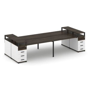 Рабочая станция на 4 места с двумя опорными тумбами