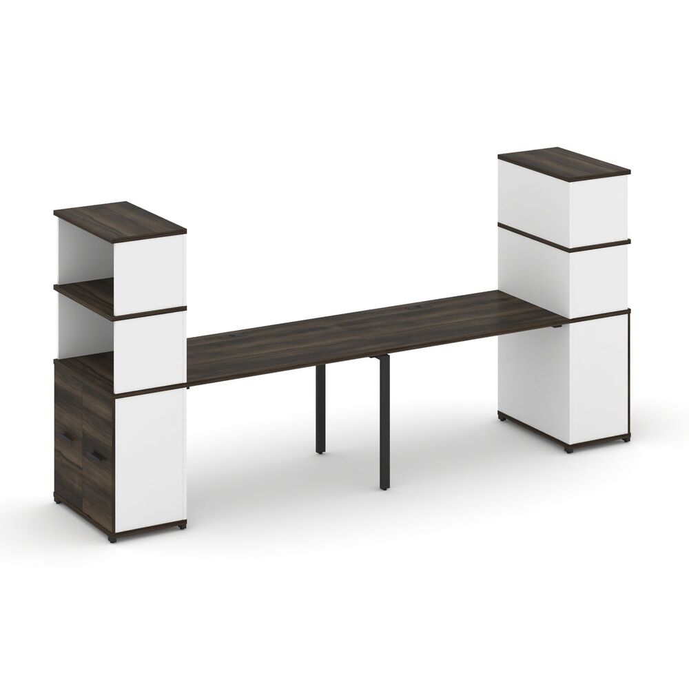 Рабочая станция с опорными распашными шкафами с надставкой высокой