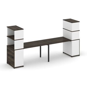 Рабочая станция с опорными распашными шкафами с надставкой высокой