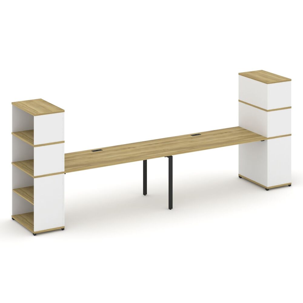 Рабочая станция с опорными стеллажами с надставкой высокой