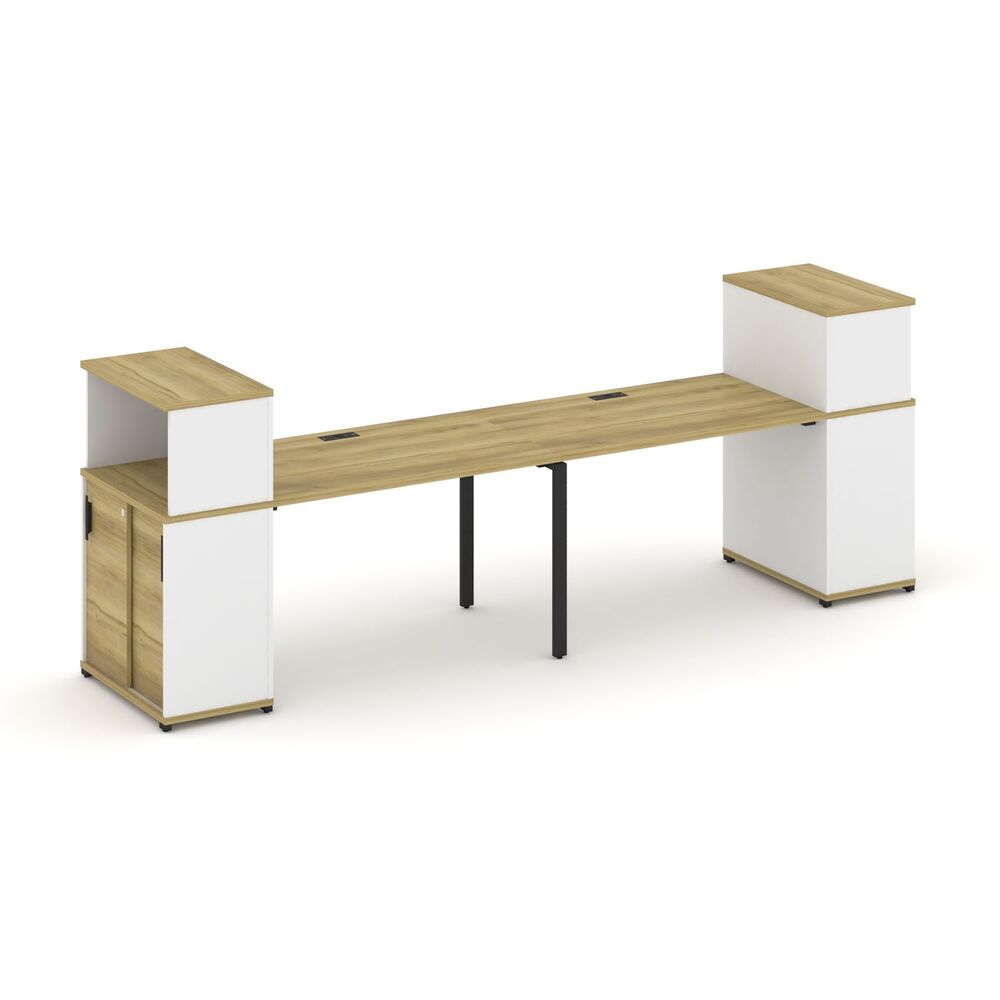 Рабочая станция с опорными шкафом купе с надставкой низкой