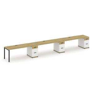 Рабочая станция на 3 места с тремя опорными тумбами