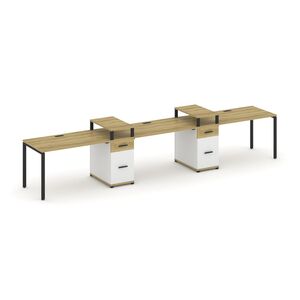 Рабочая станция на 3 места с двумя опорными тумбами