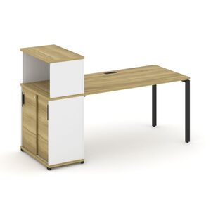 Стол рабочий с опорным шкафом купе с надставкой низкой