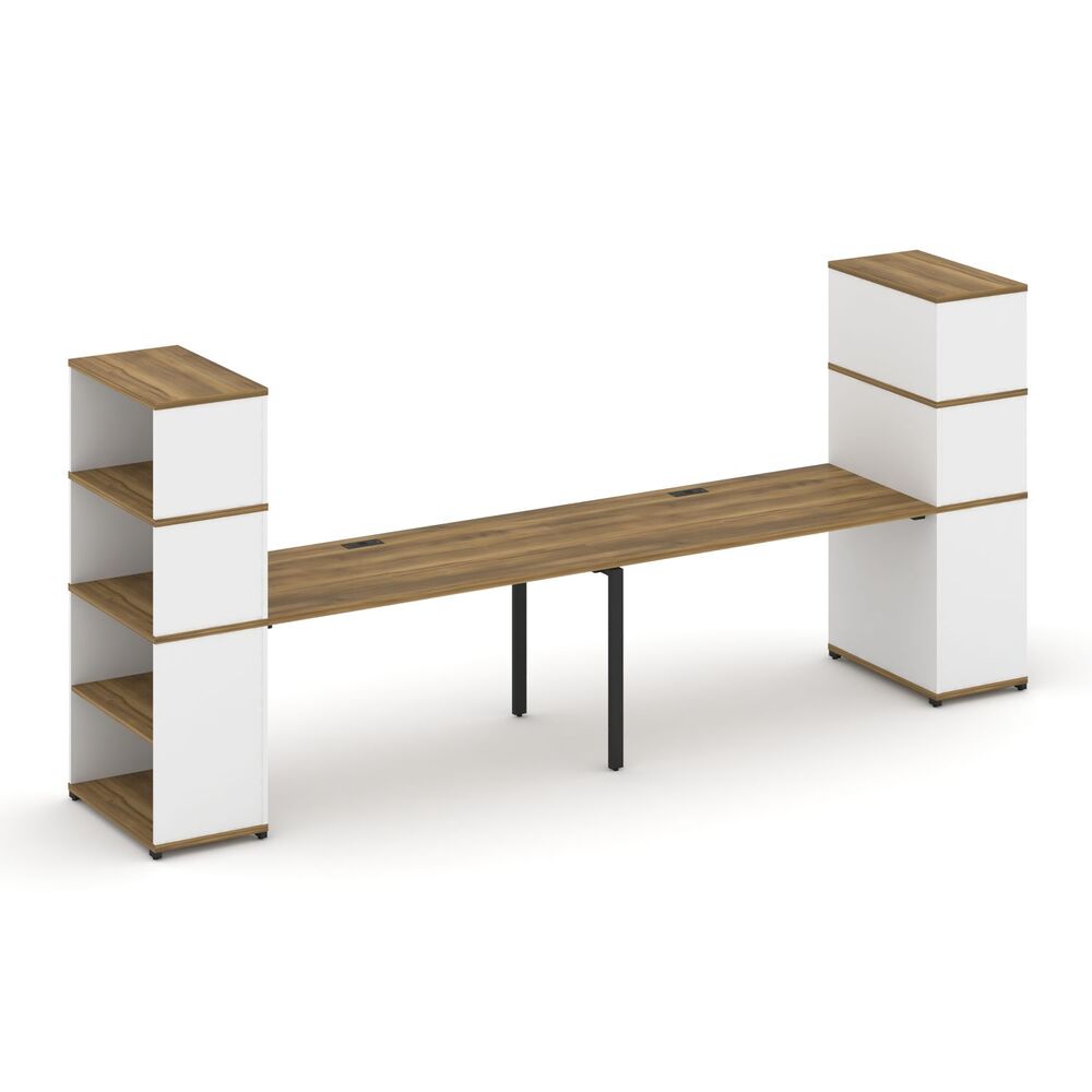 Рабочая станция с опорными стеллажами с надставкой высокой