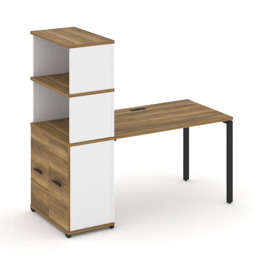 Стол рабочий с опорным распашным шкафом с надставкой высокой