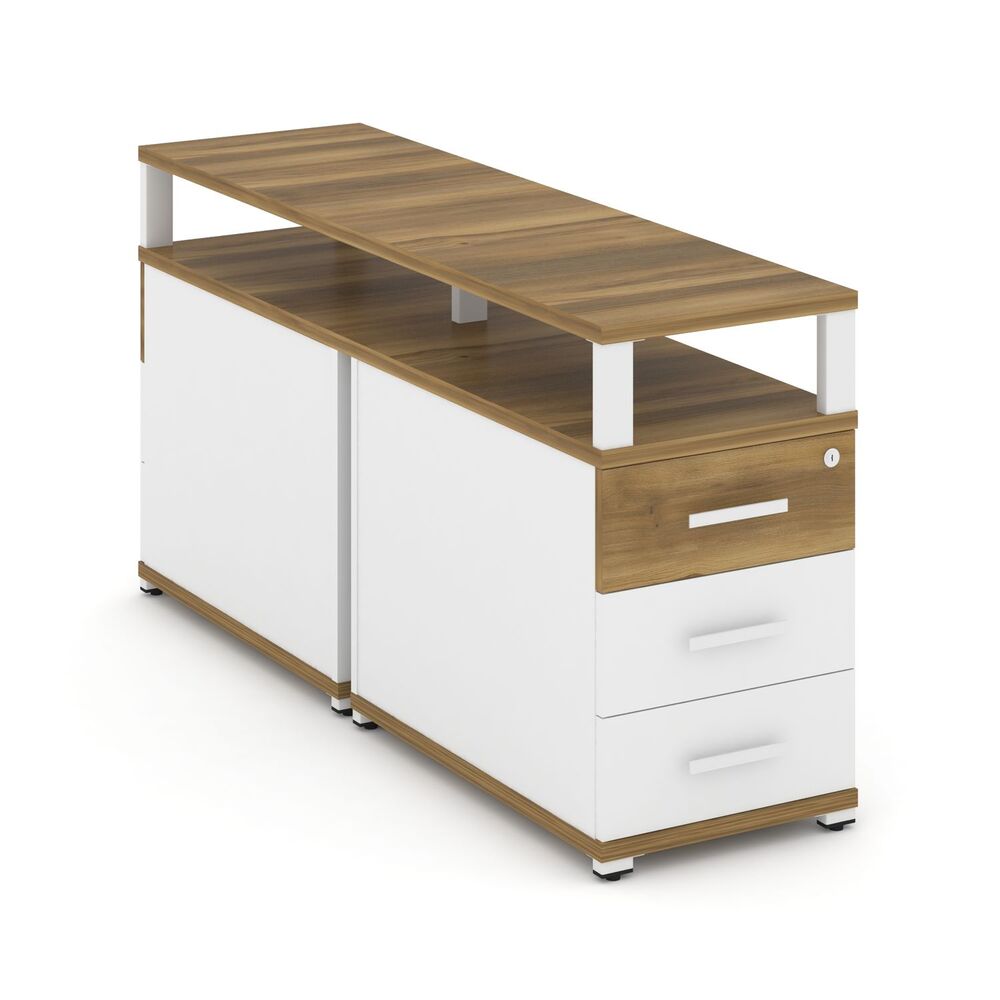 Тумба двухсторонняя приставная 3 ящика с надставкой