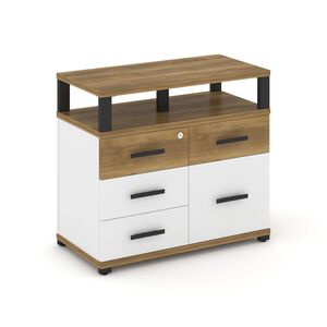 Тумба приставная широкая 4 ящика + 1 распашной фасад с надставкой широкой