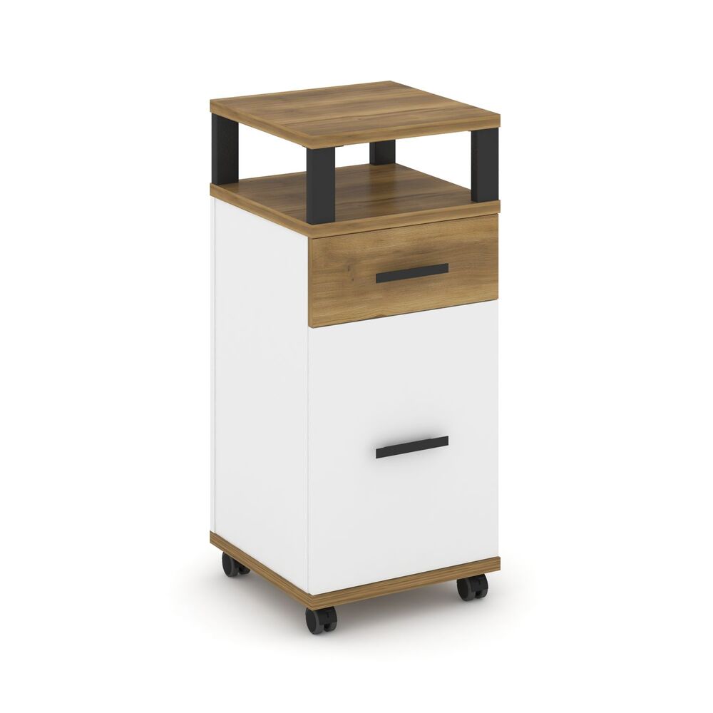 Тумба мобильная 1 ящик + 1 распашной фасад с надставкой