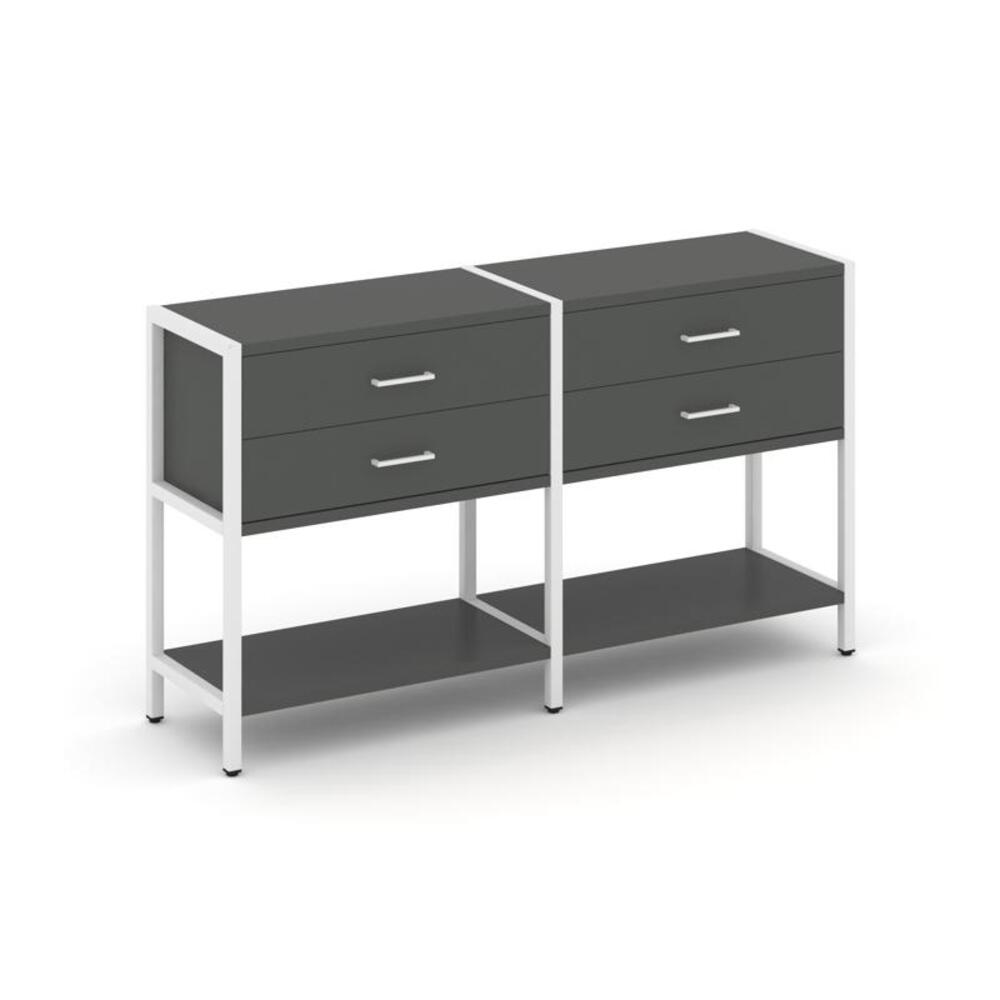 Двухсекционный стеллаж двухярусный с ящиками