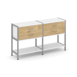 Двухсекционный стеллаж двухярусный с ящиками