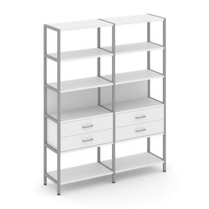 Двухсекционный стеллаж пятиярусный с ящиками