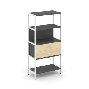 Односекционный стеллаж четырехярусный с ящиками