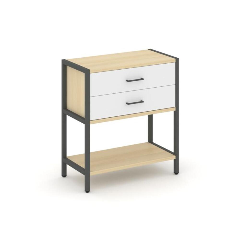 Односекционный стеллаж двухярусный с ящиками