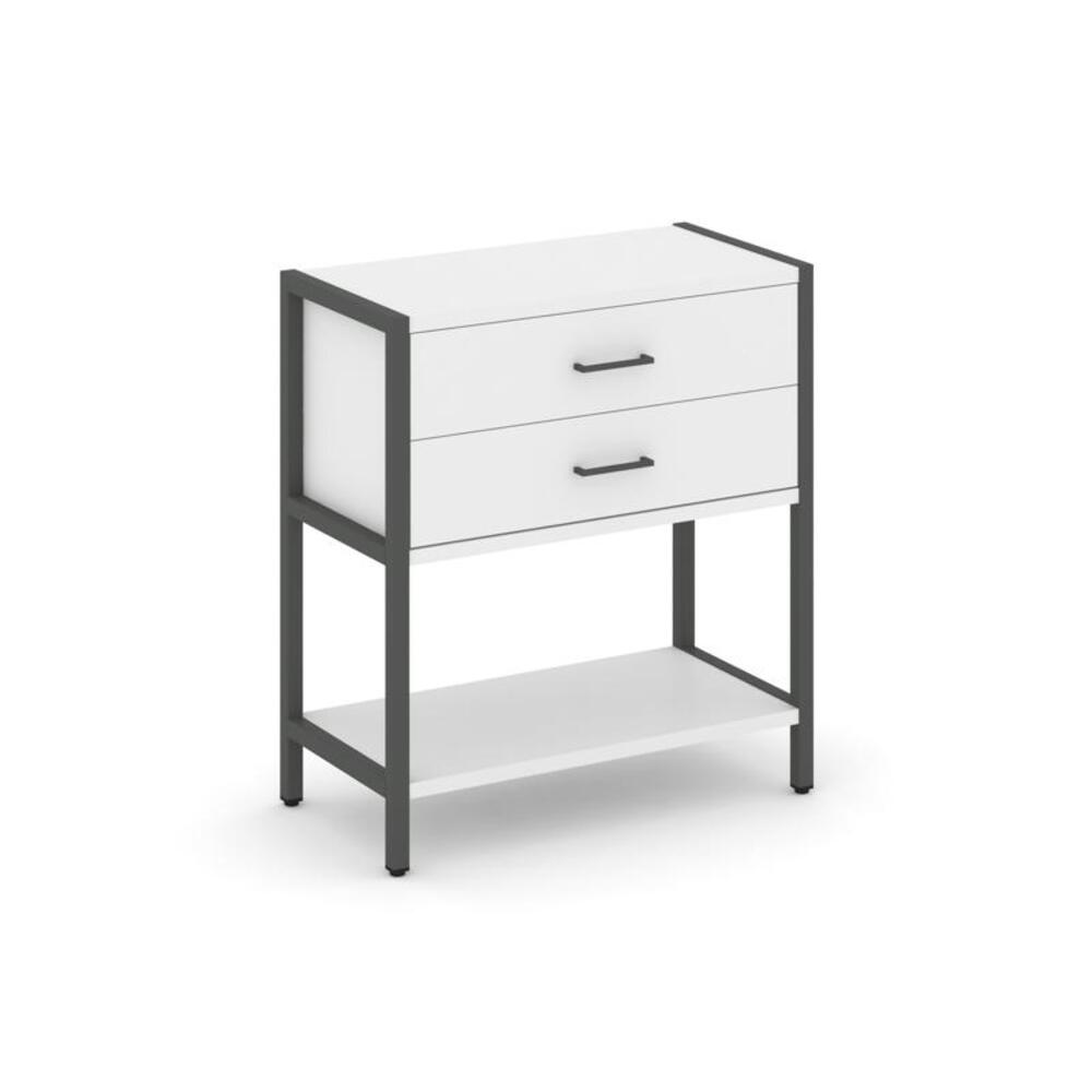 Односекционный стеллаж двухярусный с ящиками