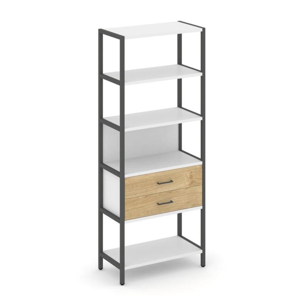 Односекционный стеллаж пятиярусный с ящиками