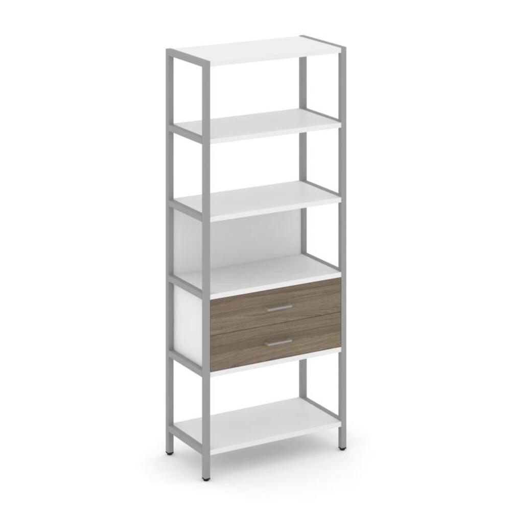 Односекционный стеллаж пятиярусный с ящиками